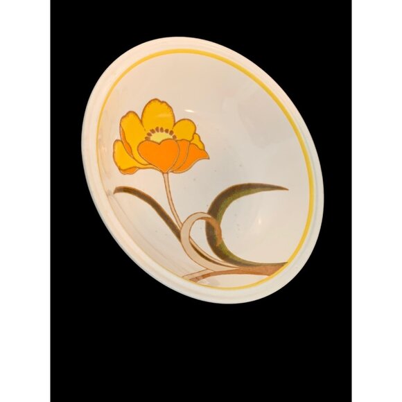 RARE- Vintage Mikasa Forecast Dolly 9.5" Vegetable Bowl  Japan Yellow Poppy - Picture 7 of 12